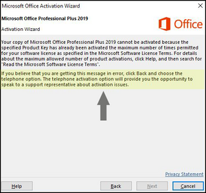 How to activate your Office 2016 and 2019 License Key by telephone