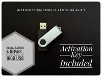 Windows 10 Pro Installation or Repair Recover Install USB drive with License 32 & 64 Bit Key Code