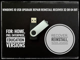Microsoft Windows 10 32 64bit Home Pro USB Flash Drive INSTALL REPAIR RECOVER PC