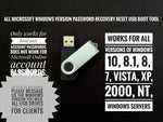 Windows Password Recovery Reset USB Tool for Windows 10, 8.1, 8, 7, Vista, XP, 2000 and Windows servers